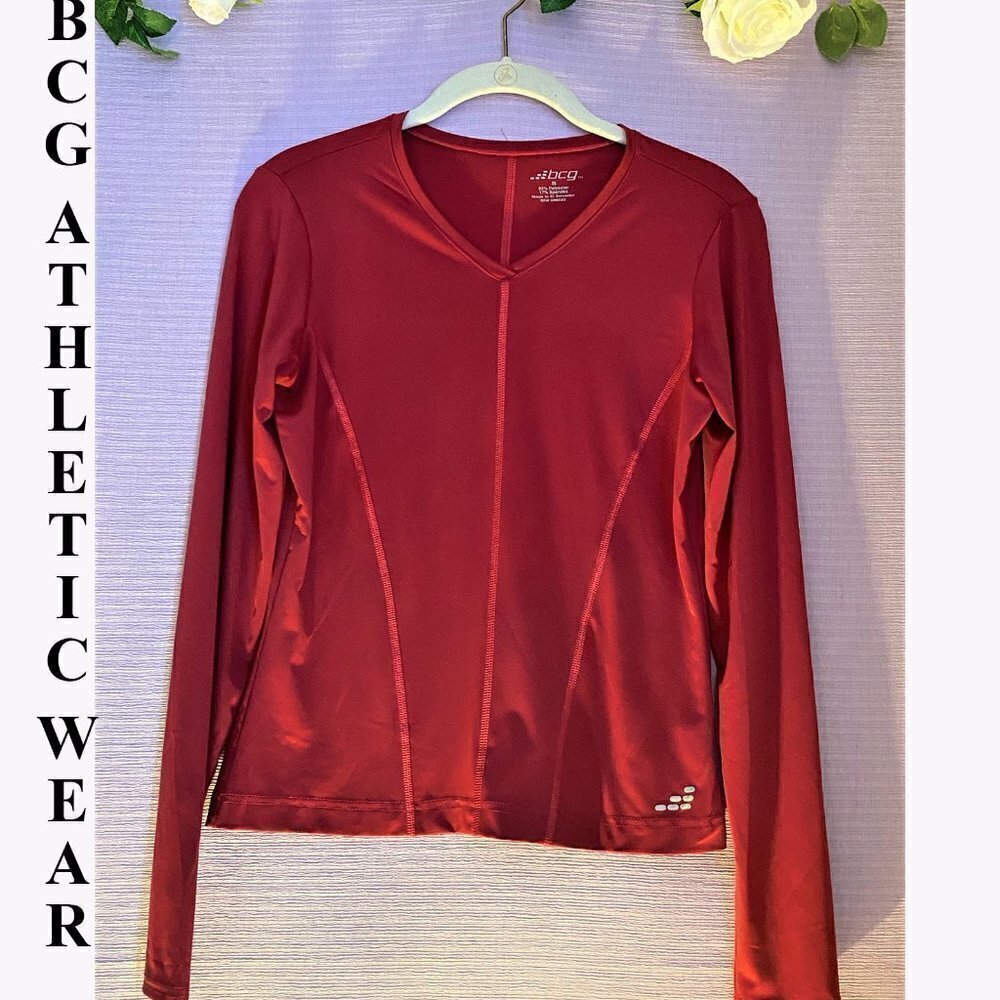 3 tops for $25 NWOT BCG LONG-SLEEVED DARK RED WOMENS ATHLETIC TEE SIZE S